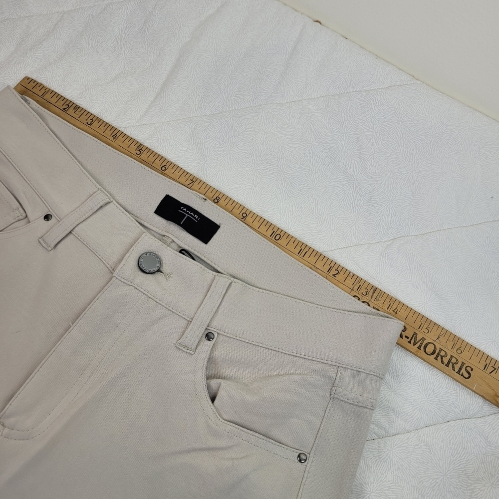 Tahari T Ponte Knit Ecru Ivory Skinny Classic Ponte Pants 5 Pockets NWT Office 4 - Picture 5 of 10
